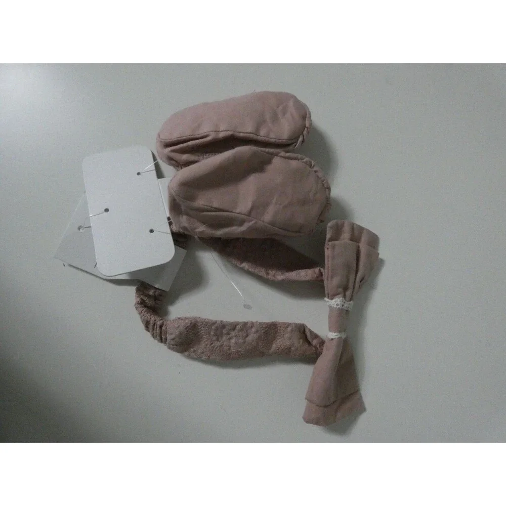 Tahari Baby New 9 Months Pink Bow Headband & Ballet Slipper Sock Ballet Flat Set